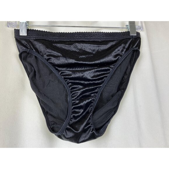 L Vintage 90s Victoria’s Secret second skin satin high cut panties black waistba